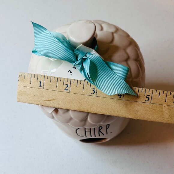 Rae Dunn Artisan Acorn Chirp Birdhouse Ceramic With Blue Bow 7 inches Tall - Picture 12 of 15